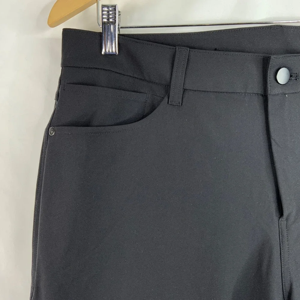 Lululemon Commission Slim Fit Pant 32 Black Warpstreme Five Pocket LM5AQHS
